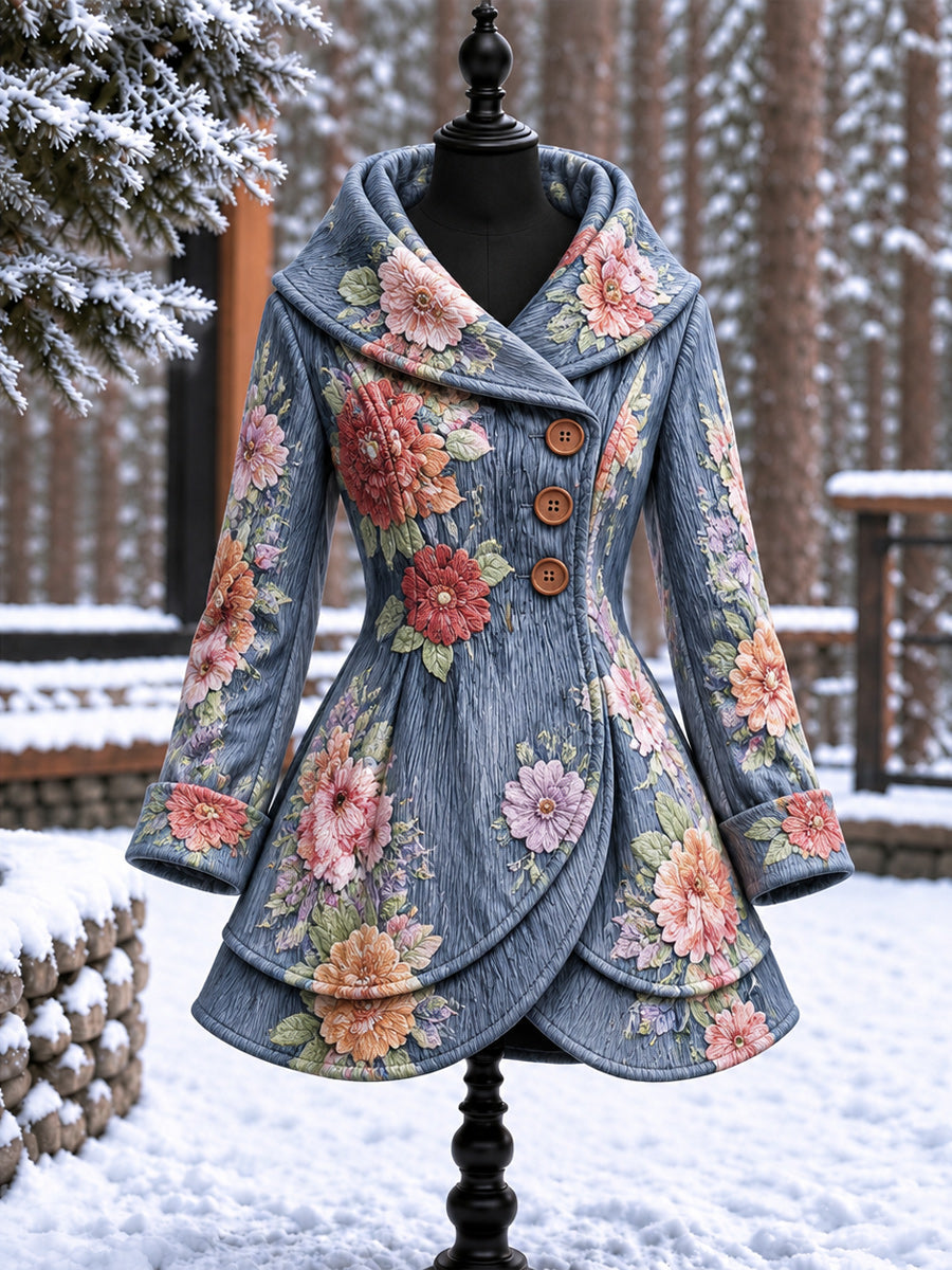 Women's Vintage Colorblock Asymmetrical Flared Coat
